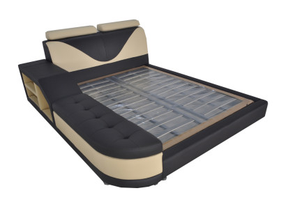 Design Multifunktion Bett XXL Big Betten Leder Hotel Polster 180x200 Regal USB