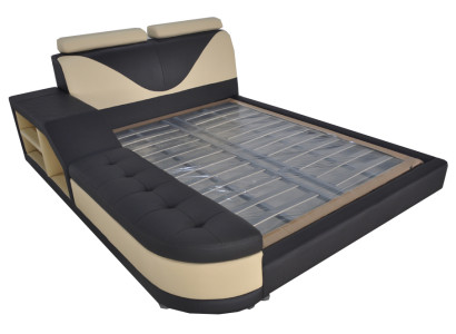 Design Multifunktion Bett XXL Big Betten Leder Hotel Polster 180x200 Regal USB