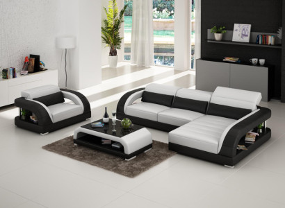 Ledersofa Couch Wohnlandschaft Ecksofa Sessel Set Garnitur Design Sofa