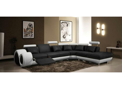 LEDERSOFA DESIGNER LEDERCOUCH ECKSOFA GARNITUR SOFA WOHNLANDSCHAFT NEU SCHWARZ