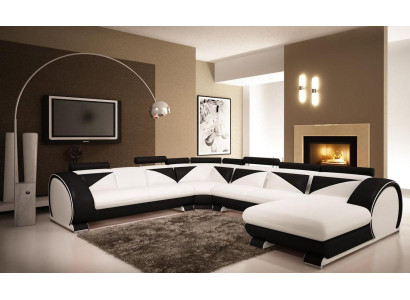 Ledersofa U Form mit USB Ecksofa Polster Sofa Leder Couch Sitz Eck Garnitur Ecke