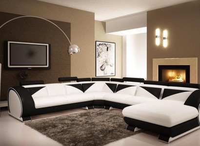 Ledersofa U Form mit USB Ecksofa Polster Sofa Leder Couch Sitz Eck Garnitur Ecke