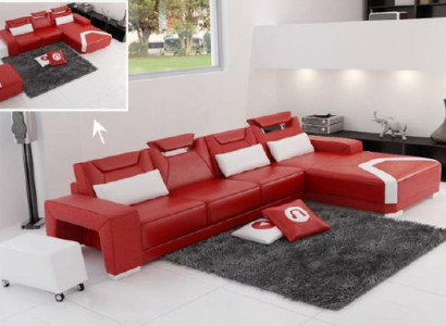 Wohnlandschaft Polster Ecke Eck Sofa Couch Garnitur Landschaft Leder PH739B Neu