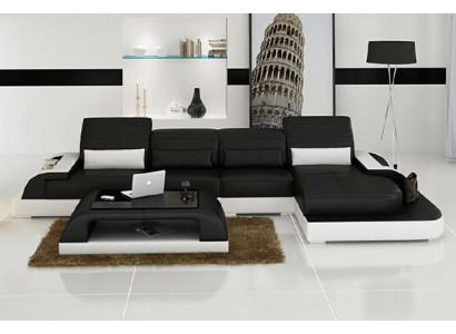 Wohnlandschaft Polster Ecke Eck Sofa Couch Garnitur Landschaft Leder