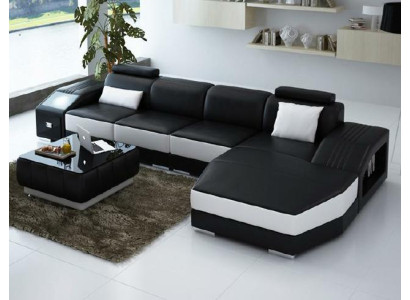 Wohnlandschaft Polster Ecke Eck Sofa Couch Garnitur Landschaft Leder Neu / 2724B