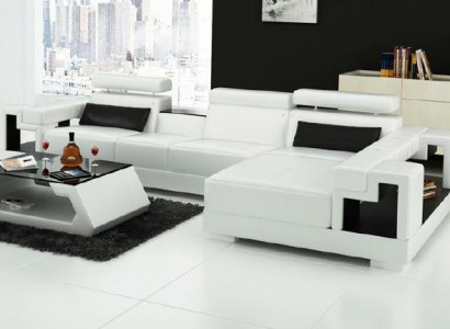 Wohnlandschaft Ecksofa Ledersofa Sofa Couch Polster Sitz Eck Garnitur Neu 2710B