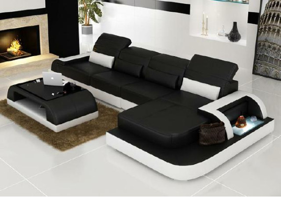 Wohnlandschaft Ecksofa Sofa Couch Ecksofa Polster Eck Garnitur Leder Couchen