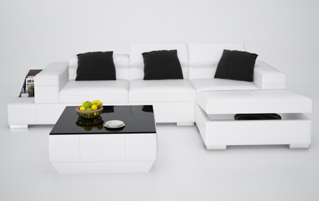 Ledersofa Sofa mit USB Wohnlandschaft Ecksofa Eck Garnitur Design Modern K5006D