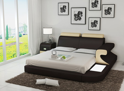 Design Polster Doppel Bett Moderne Betten Schlafzimmer mit USB & Regal 180x200cm