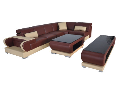 Leder Eck Sofa Couch Garnitur Sofas Couchen Polster Wohnlandschaft