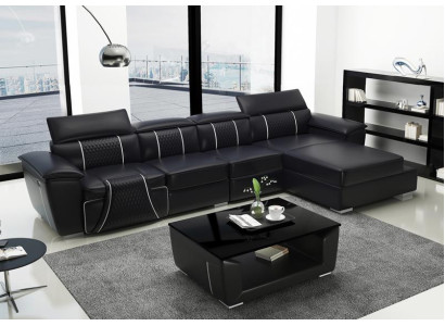 Ecksofa L-Form Sofa Couch Design Couch Polster Leder Modern Relax Automatik Neu