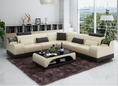 Ecksofa L-Form Wohnlandschaft Designer Sofa Couch Polster Sitz Garnitur Leder