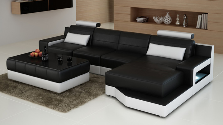 Ledersofa Couch Wohnlandschaft Ecksofa Modern Eck Garnitur Dekor Design