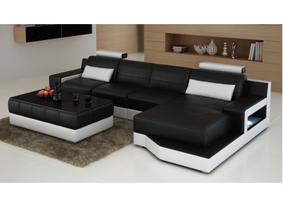Ledersofa Couch Wohnlandschaft Ecksofa Modern Eck Garnitur Dekor Design