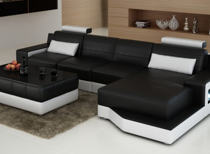 Ledersofa Couch Wohnlandschaft Ecksofa Modern Eck Garnitur Dekor Design