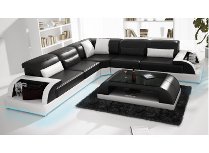 Ledersofa Couch Wohnlandschaft Ecksofa Eck Modern Dekor Garnitur Design