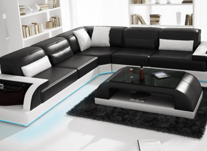 Ledersofa Couch Wohnlandschaft Ecksofa Eck Modern Dekor Garnitur Design