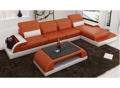 Ledersofa Couch Wohnlandschaft Ecksofa Eck Garnitur Design Modern Sofa L6012C