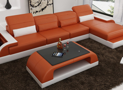 Ledersofa Couch Wohnlandschaft Ecksofa Eck Garnitur Design Modern Sofa L6012C