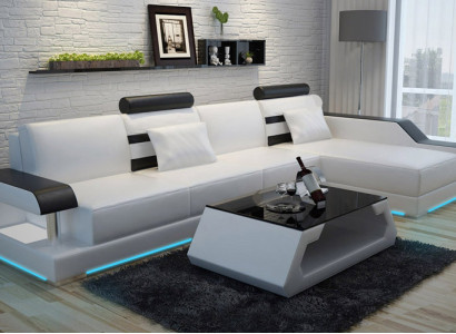 Ledersofa Couch Wohnlandschaft Ecksofa Eck Dekor Design Modern Garnitur