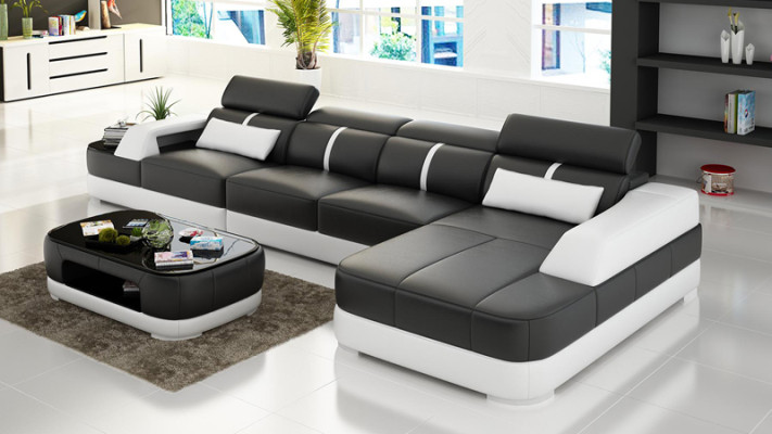 Ledersofa Polster Sitz Eck Sofa Garnitur Wohnlandschaft Wohnzimmer