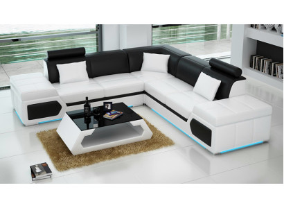 Ledersofa L-Form Couch Wohnlandschaft Dekor Ecksofa Modern Garnitur Design