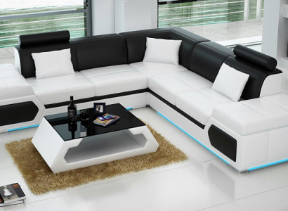 Ledersofa L-Form Couch Wohnlandschaft Dekor Ecksofa Modern Garnitur Design