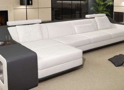 Design Ecksofa Sofa Couch Polster Sitz Eck Garnitur Sofas Leder Textil Themar WG