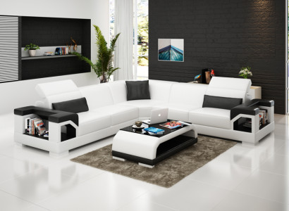 Ledersofa Sofa Couch Wohnlandschaft Modern Eck Ecksofa Garnitur Design