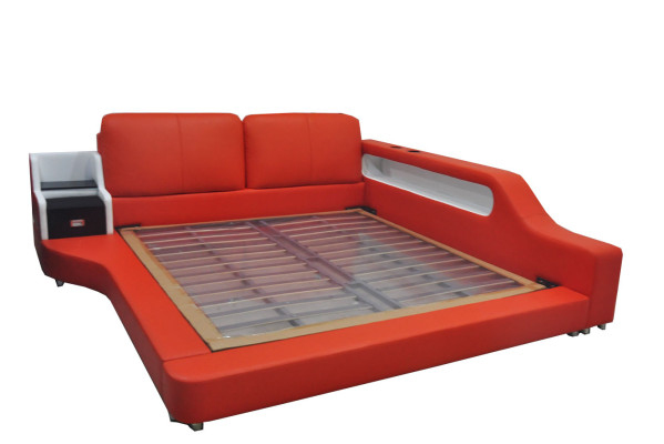 Doppel Luxus Design Leder Bett Polster Betten Moderne Hotel Multifunktion