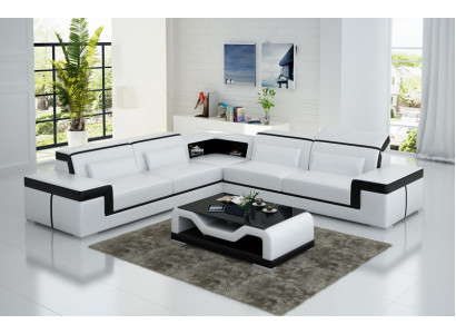 Ledersofa Couch Wohnlandschaft Ecksofa Eck Garnitur Design Modern Sofa G8020B