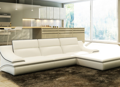 Ledersofa Couch Wohnlandschaft Ecksofa Eck Garnitur Design Modern Sofa A1160C