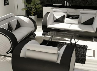 Sofagarnitur Ledersofa Sofa Couch Polster Leder Garnitur Couchen Sofas 3+2+1