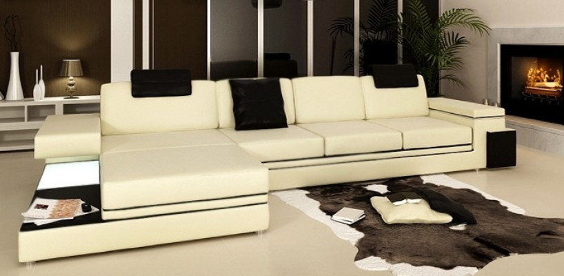 Design Ledersofa Sofa Couch Polster Wohnlandschaft Eck Garnitur Ecke Tachau BS
