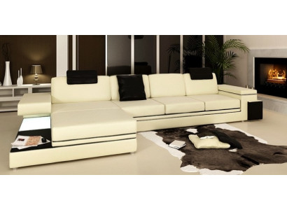 Design Ledersofa Sofa Couch Polster Wohnlandschaft Eck Garnitur Ecke Tachau BS