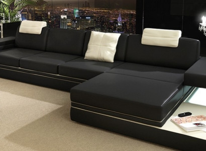 Design Ledersofa Sofa Couch Polster Wohnlandschaft Eck Dekor Garnitur Ecke