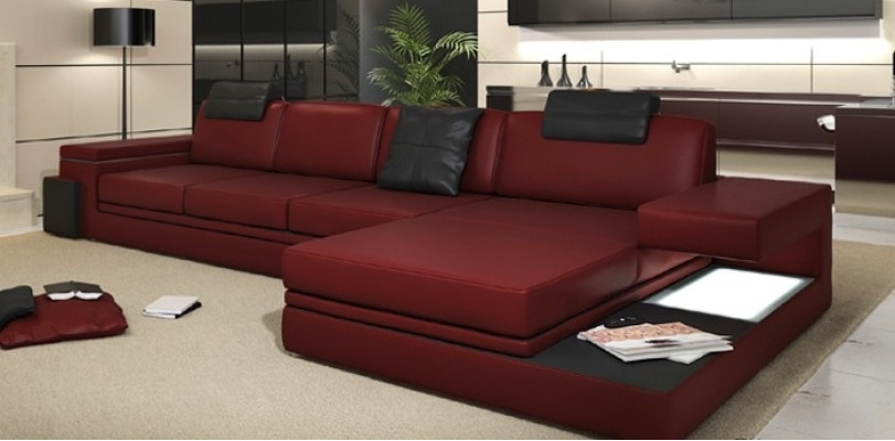 Design Ledersofa Sofa Couch Polster Wohnlandschaft Eck Dekor Garnitur Ecke