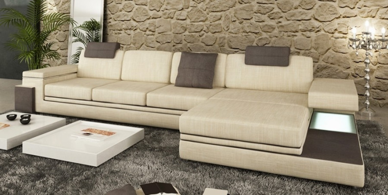 Design Ledersofa Sofa Couch Polster Wohnlandschaft Garnitur Eck Textil
