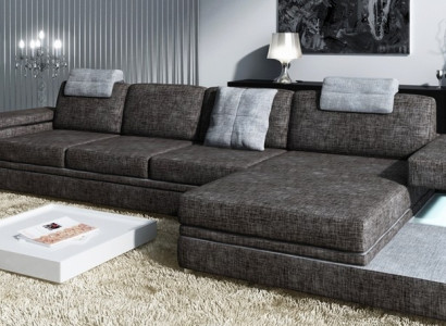 Design Ledersofa Sofa Couch Garnitur Polster Wohnlandschaft Eck Textil
