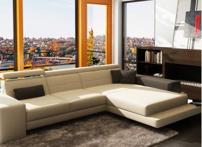 Ecksofa Polster Couch Sofa Wohnlandschaft Sitz Eck Garnitur Textil Leder