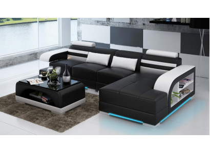 Ledersofa Couch Wohnlandschaft Ecksofa Eck Garnitur Design Modern Sofa G8033C