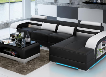 Ledersofa Couch Wohnlandschaft Ecksofa Eck Garnitur Design Modern Sofa G8033C