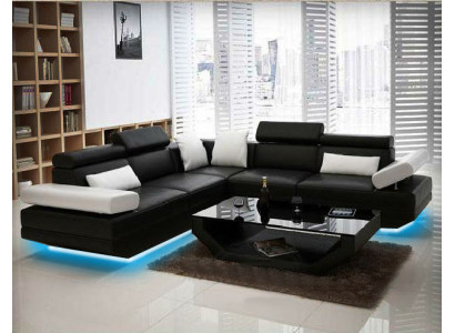 Wohnlandschaft Polster Ecke Eck Sofa mit USB Garnitur Landschaft Leder AlfredB