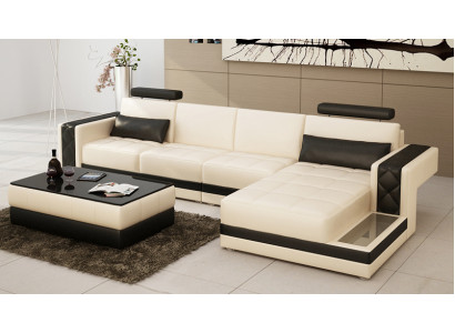 Ledersofa Couch Wohnlandschaft Ecksofa L-Form Garnitur Design Modern