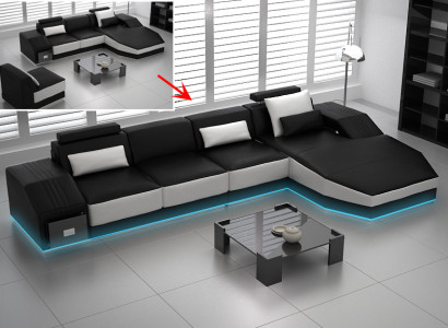 Modern Ledersofa Couch Wohnlandschaft Ecksofa Eck Garnitur Design Dekor