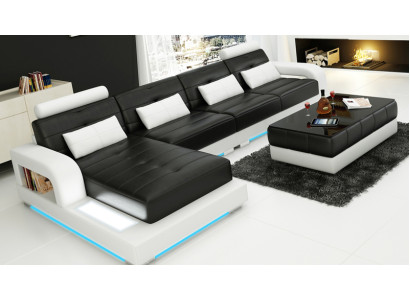 Ledersofa Couch Wohnlandschaft Ecksofa Eck Garnitur Design Modern Sofa L6008C