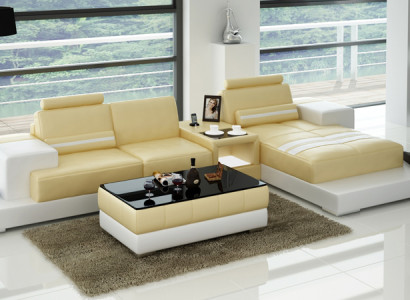 Ledersofa Couch Wohnlandschaft Ecksofa Eck Garnitur Design Modern Sofa L6004D