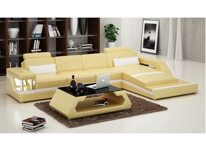 Ledersofa Couch Modern Wohnlandschaft Eck Dekor Ecksofa Design Garnitur