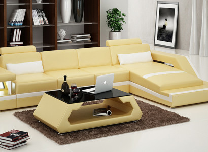 Ledersofa Couch Modern Wohnlandschaft Eck Dekor Ecksofa Design Garnitur