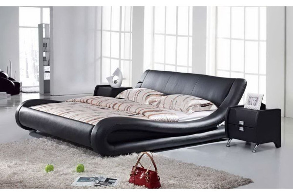 XXL Doppelbett Lederbett Bett Betten mit USB,Leder Designer 4761